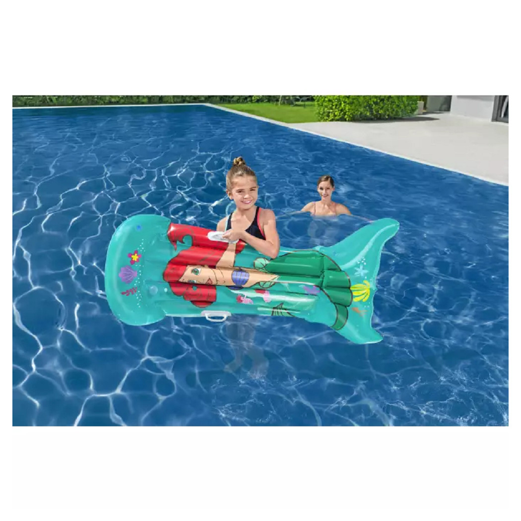 foto del prodotto trade shop materassino gonfiabile sirenetta 158x81 cm con maniglie per bambine piscina 9101f 