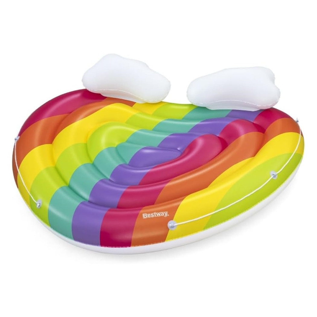 foto del prodotto trade shop materassino isola gonfiabile galleggiante fashion rainbow forma cuore multicolore 43722 