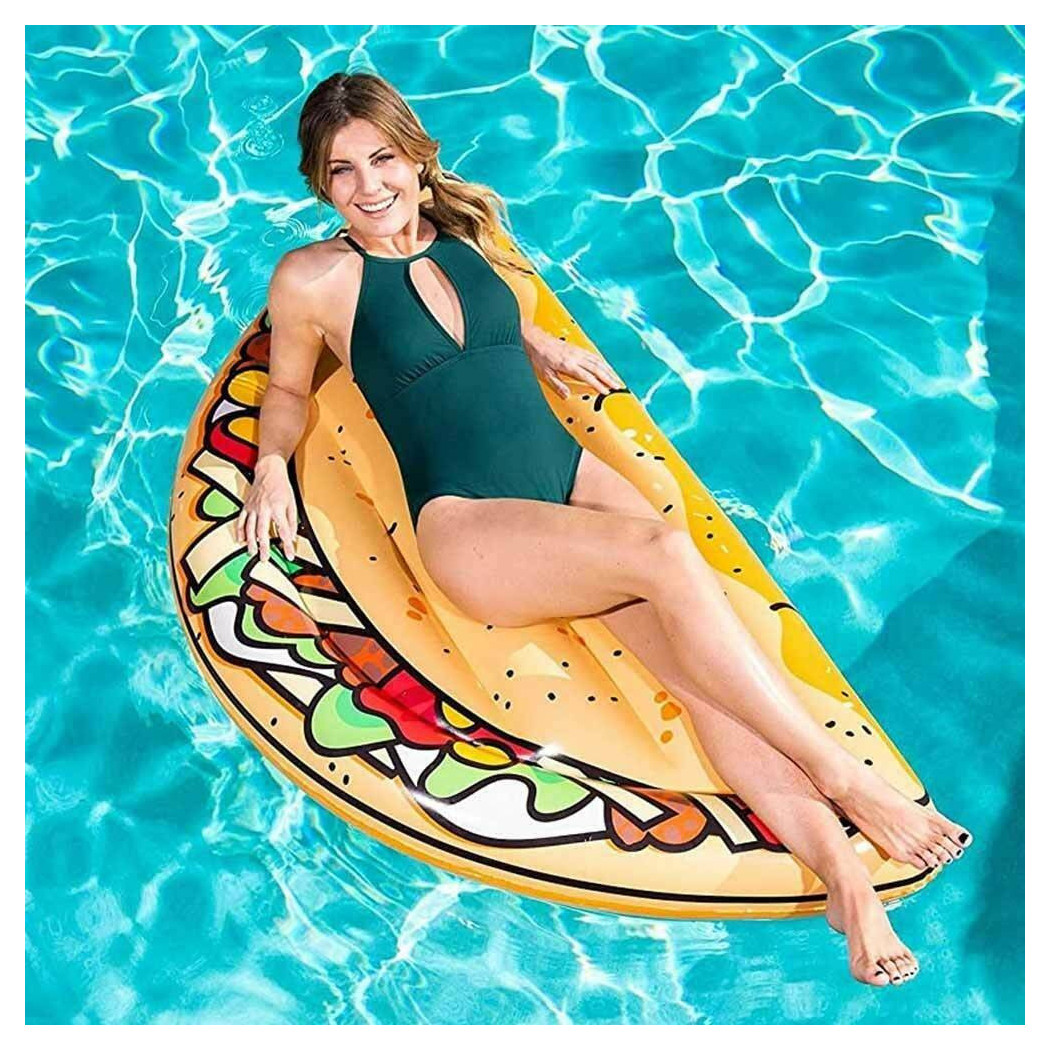 foto del prodotto trade shop materassino isola gonfiabile stampa tacos pvc mare piscina 171 x 89 cm 