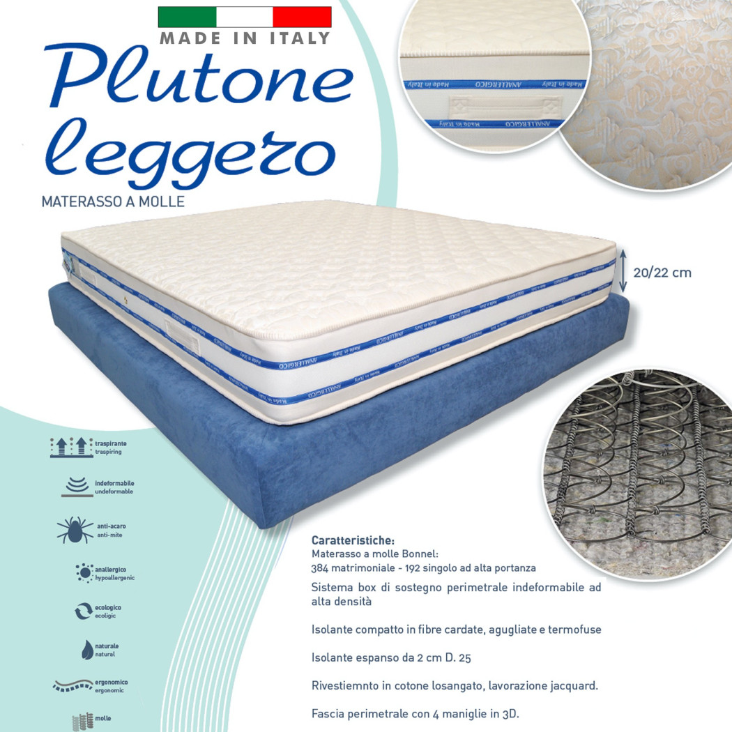 foto del prodotto trade shop materasso singolo 80x190 alto 22 cm a molle ortopedico anallergico antiacaro 