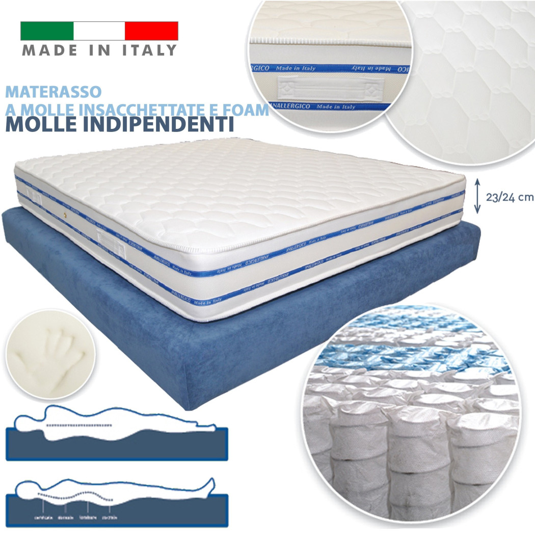 foto del prodotto trade shop materasso zone differenziate a molle indipendenti insacchettate e foam alto 24cm 170x200 