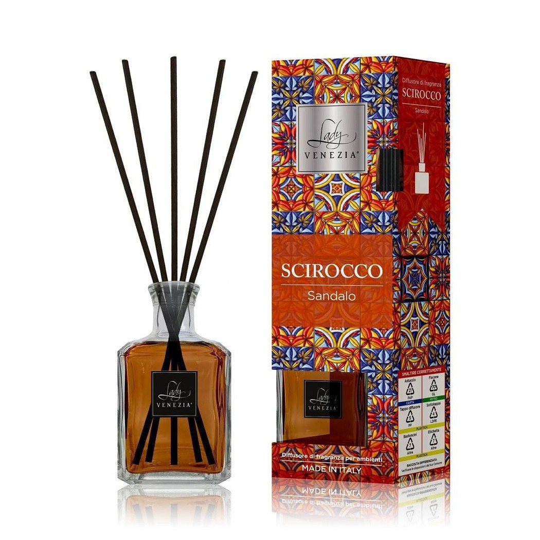 foto del prodotto trade shop maxi diffusore ambiente cubo con bastoncini fragranza scirocco sandalo 250 ml 