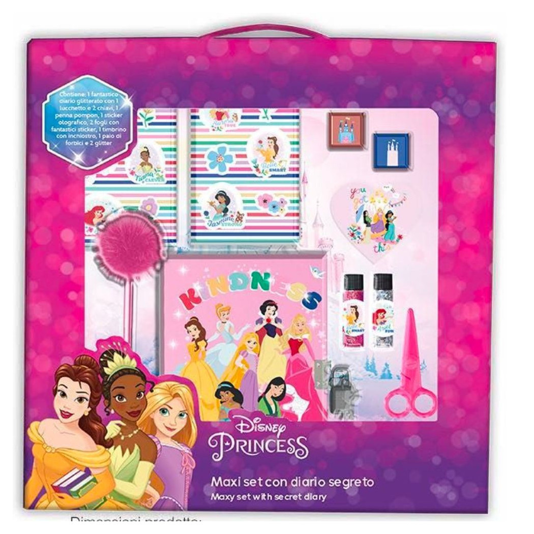foto del prodotto trade shop maxi set diario segreto glitterato principesse disney accessori gioco bambina 