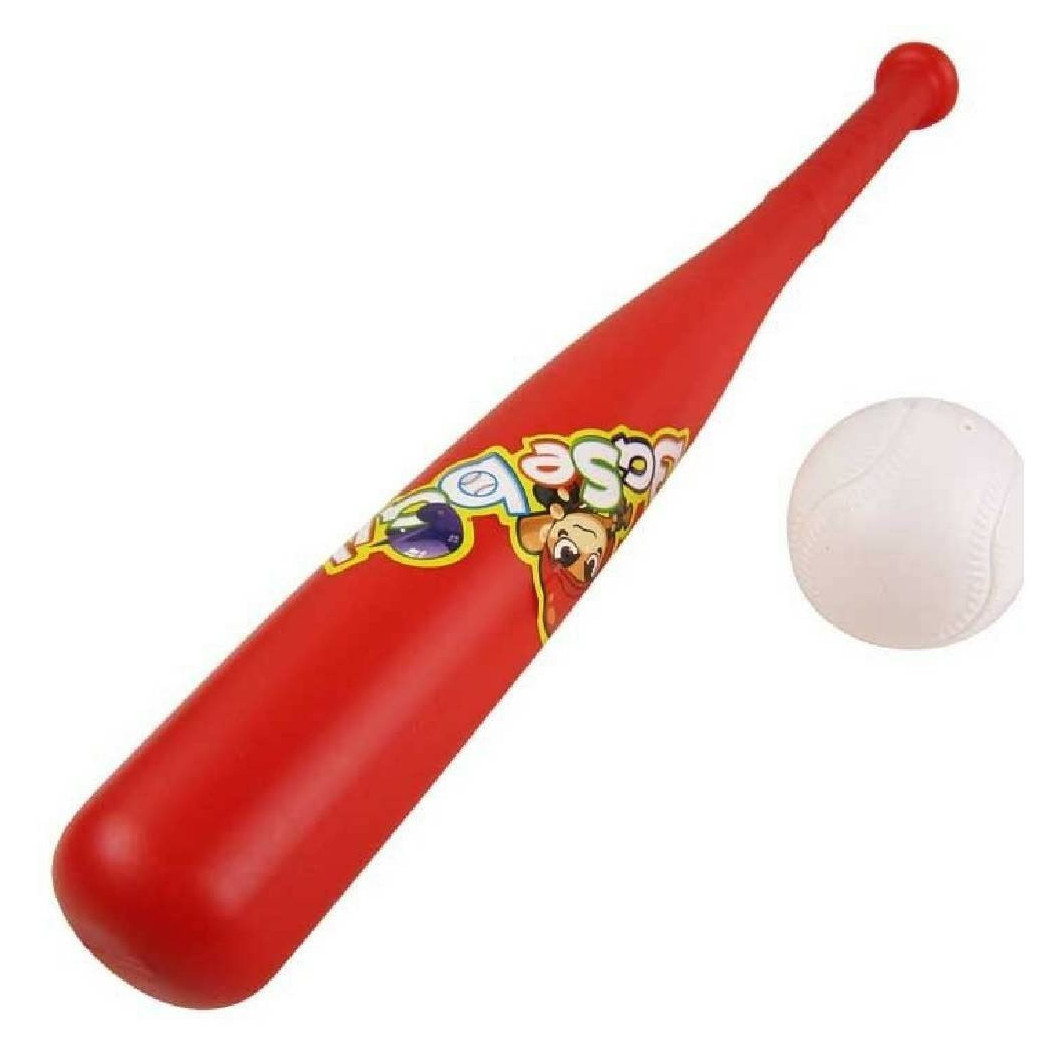 foto del prodotto trade shop mazza da baseball in plastica con pallina palla gioco giocattolo bambini 