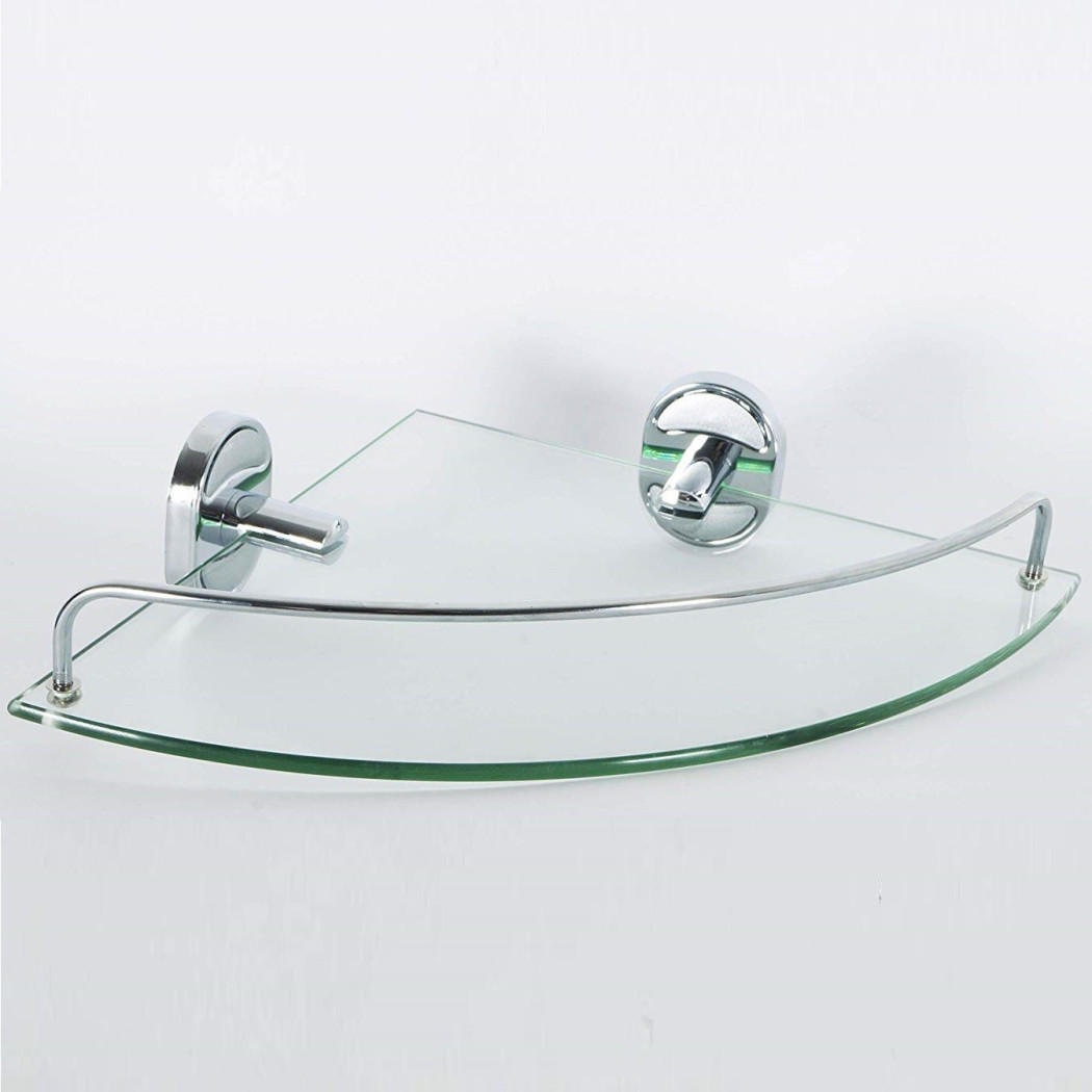 foto del prodotto trade shop mensola angolare 52020 vetro portaoggetti doccia bagno ripiano triangolare 