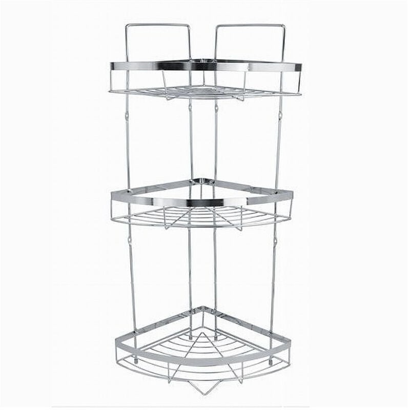 foto del prodotto trade shop mensola angolare cromata per doccia a 3 ripiani piani organizer per bagno 59257 