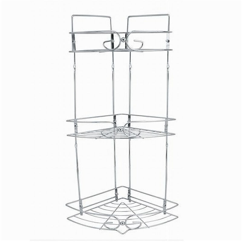 foto del prodotto trade shop mensola angolare per bagno angoliera doccia a 3 livelli ripiani in metallo 52720 
