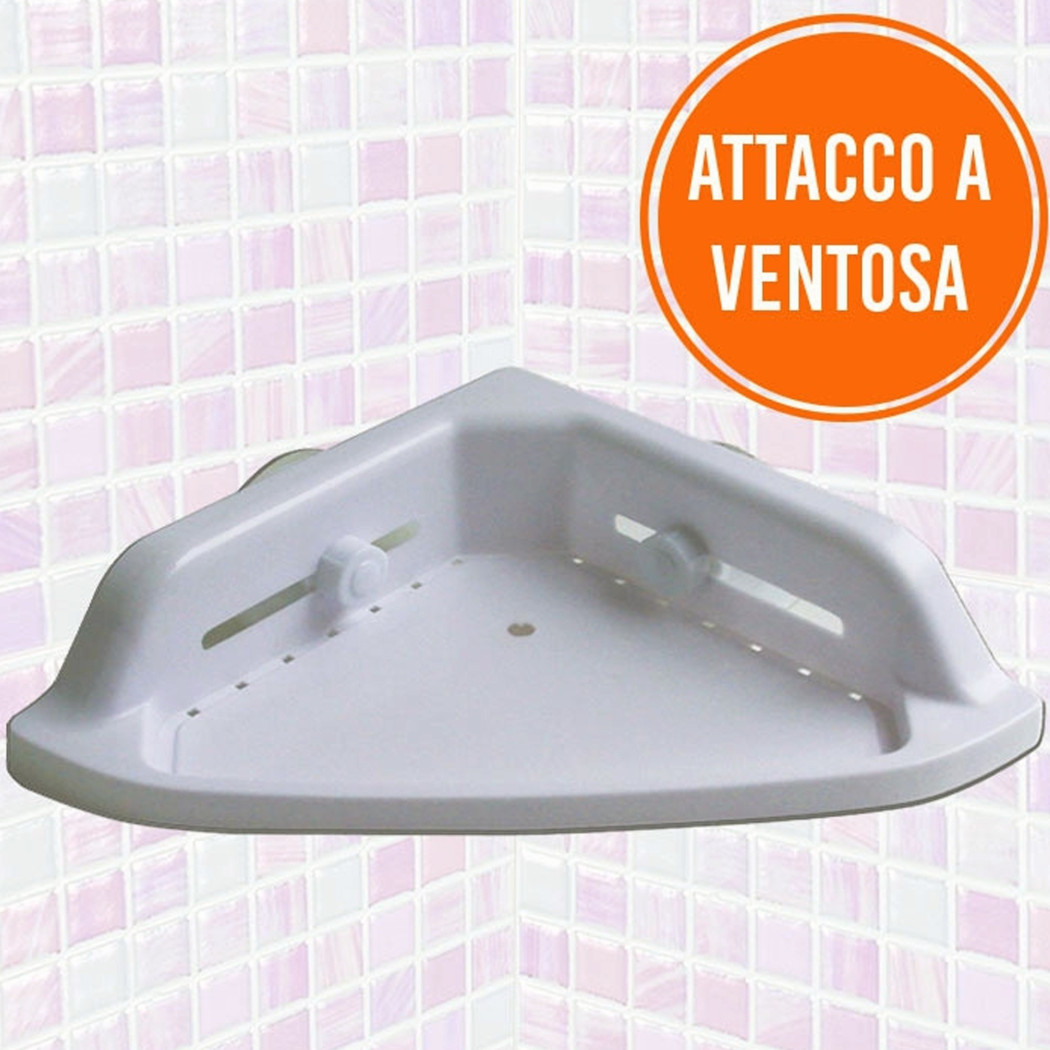 foto del prodotto trade shop mensola angolare per doccia bagno portaoggetti attacco a ventosa 34 x 31 cm 