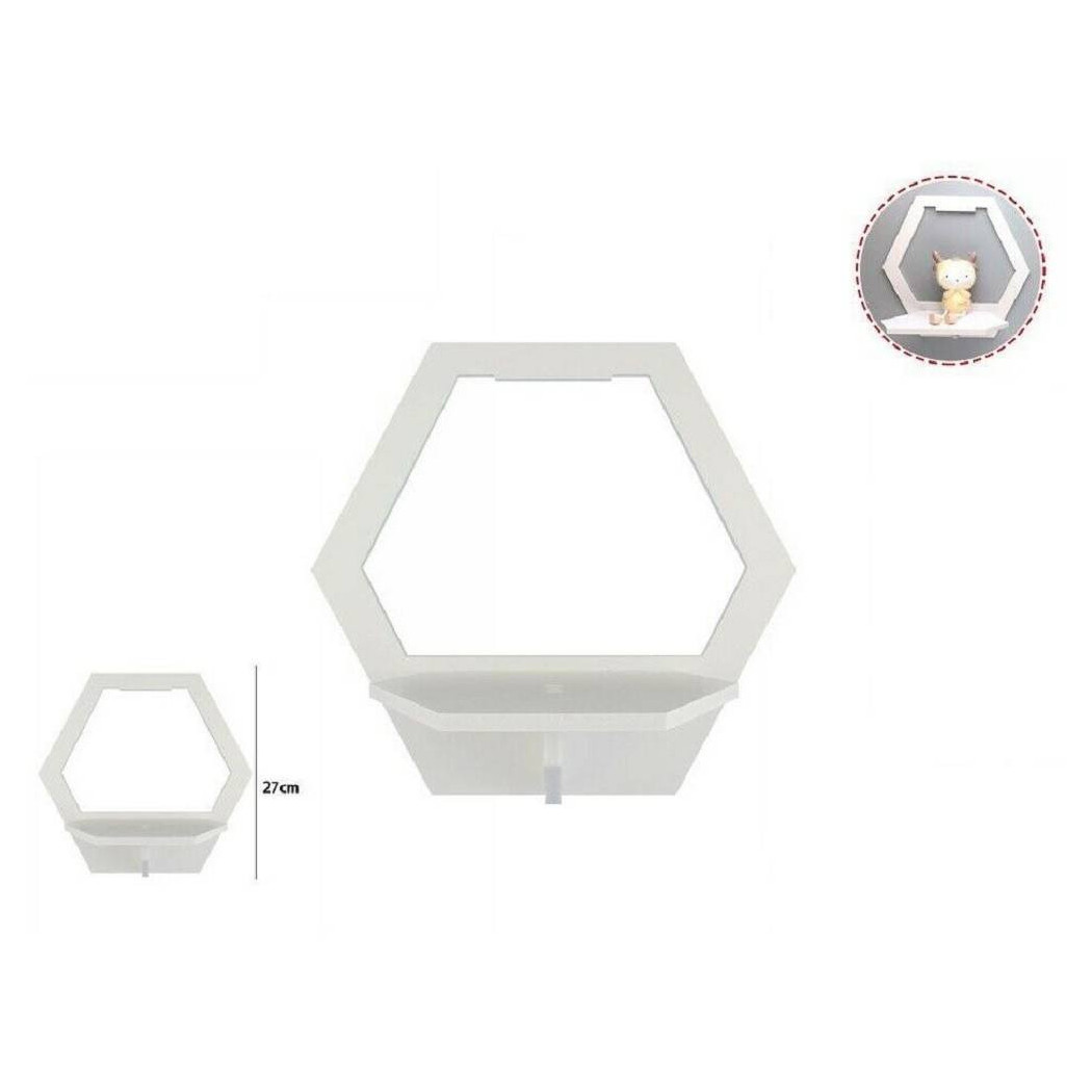 foto del prodotto trade shop mensola legno bianco esagonale 27cm arredo casa cameretta 70200 scaffale parete 