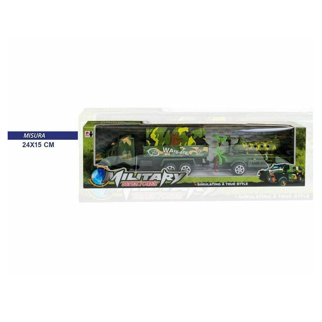 foto del prodotto trade shop military super power camion militare con rimorchio giocattolo gioco bambini 