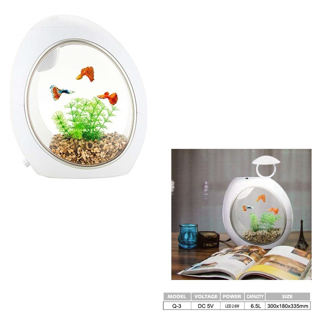 foto del prodotto trade shop mini acquario completo q3 capacita 39 6.5 litri potenza 2.6w led incorporata 
