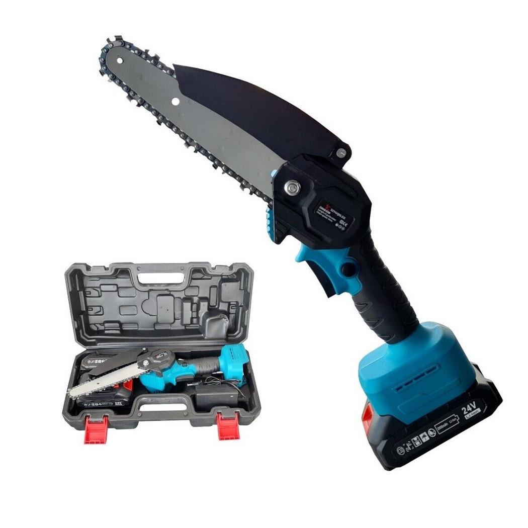 foto del prodotto trade shop mini elettrosega a doppia batteria 24v motosega elettrica tagliarami 6 39 39 pin 