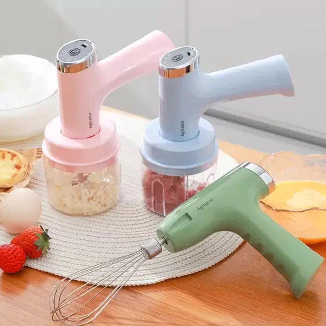 foto del prodotto trade shop mini frullatore elettrico ricaricabile multifunzionale con frusta sbattitore 