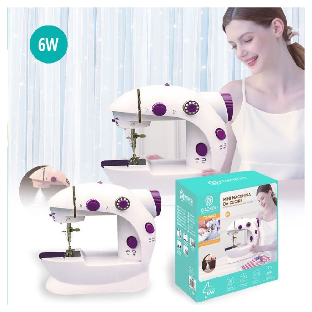 foto del prodotto trade shop mini macchina da cucire portatile cucito 6 watt tx 9063 elettrica con 2 velocit 