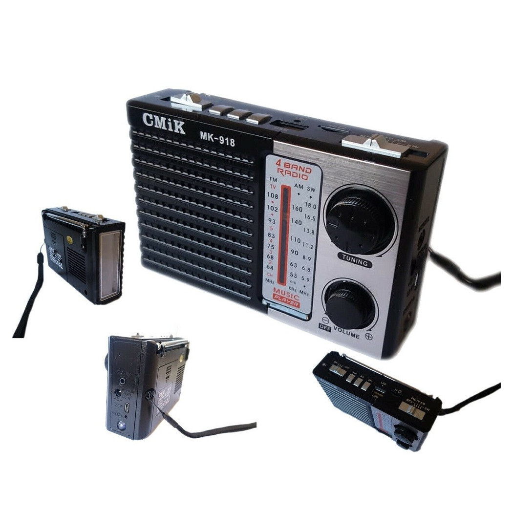 foto del prodotto trade shop mini radio portatile radiolina ricaricabile fm lettore mp3 usb microsd cmik mk918 