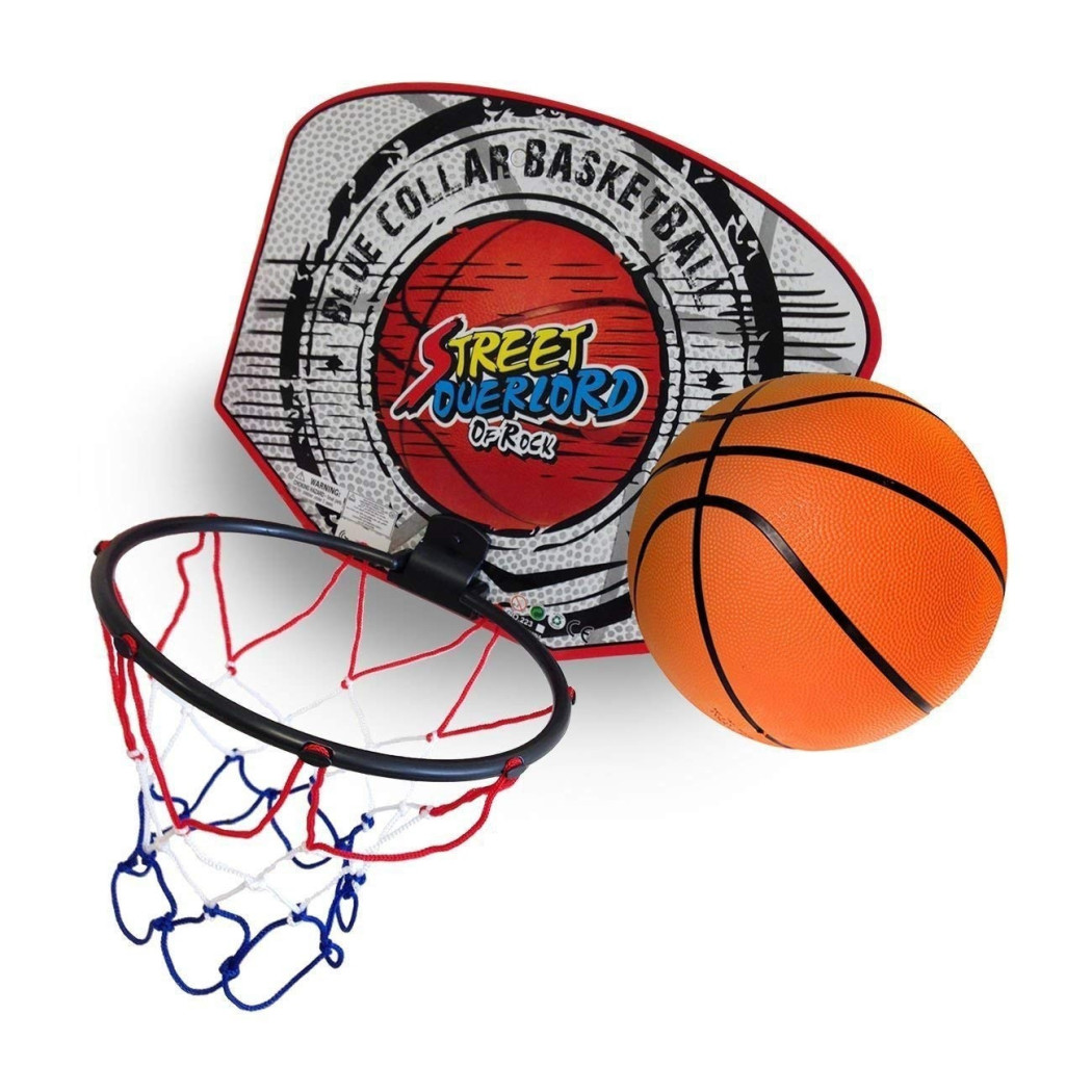 foto del prodotto trade shop mini tabellone canestro 18cm palla basket con rete pallacanestro bambini giocattolo 