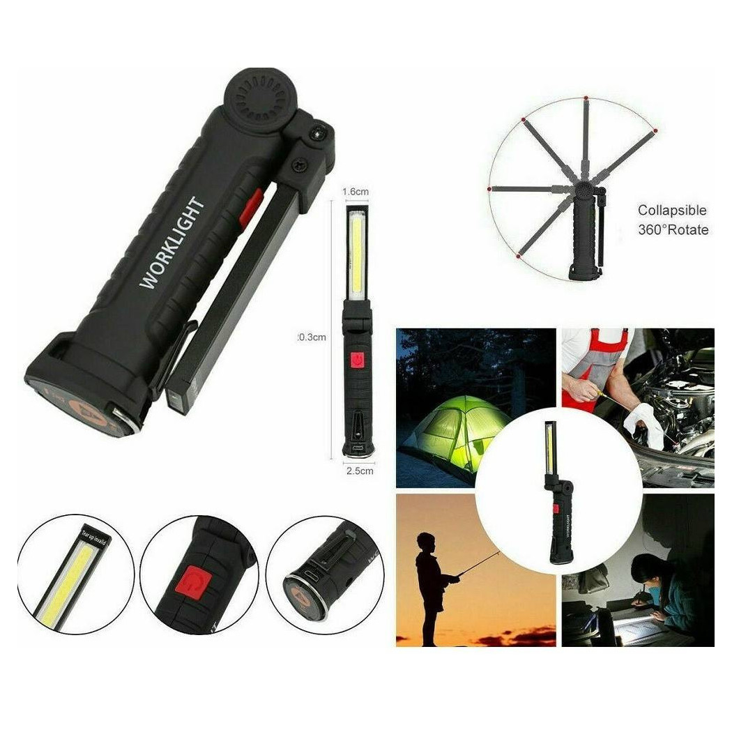 foto del prodotto trade shop mini torcia ricaricabile led cob magnetica snodata luce lampada lavoro meccanico 