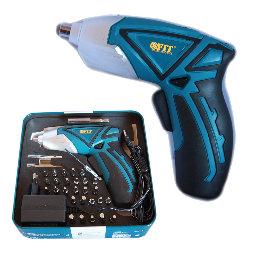 foto del prodotto trade shop mini trapano avvitatore con 33 pezzi cordeless 4.8volt ricaricabile punte fit 