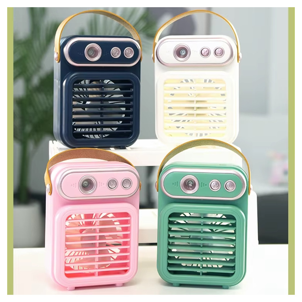 foto del prodotto trade shop mini ventilatore a spruzzo vintage retro da tavolo elettrico portatile usb batteria 