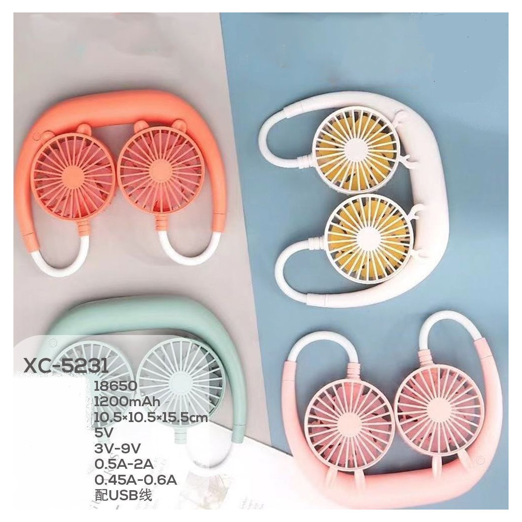 foto del prodotto trade shop mini ventilatore portatile ricaricabile usb per sport indossabile collo xc 5231 