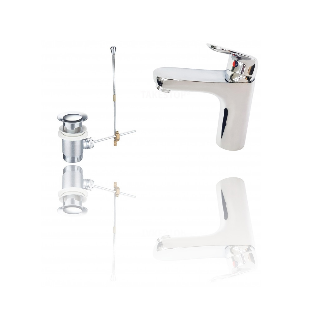 foto del prodotto trade shop miscelatore bagno lavandino 52954 piletta scarico filtro fisso doppio foro 