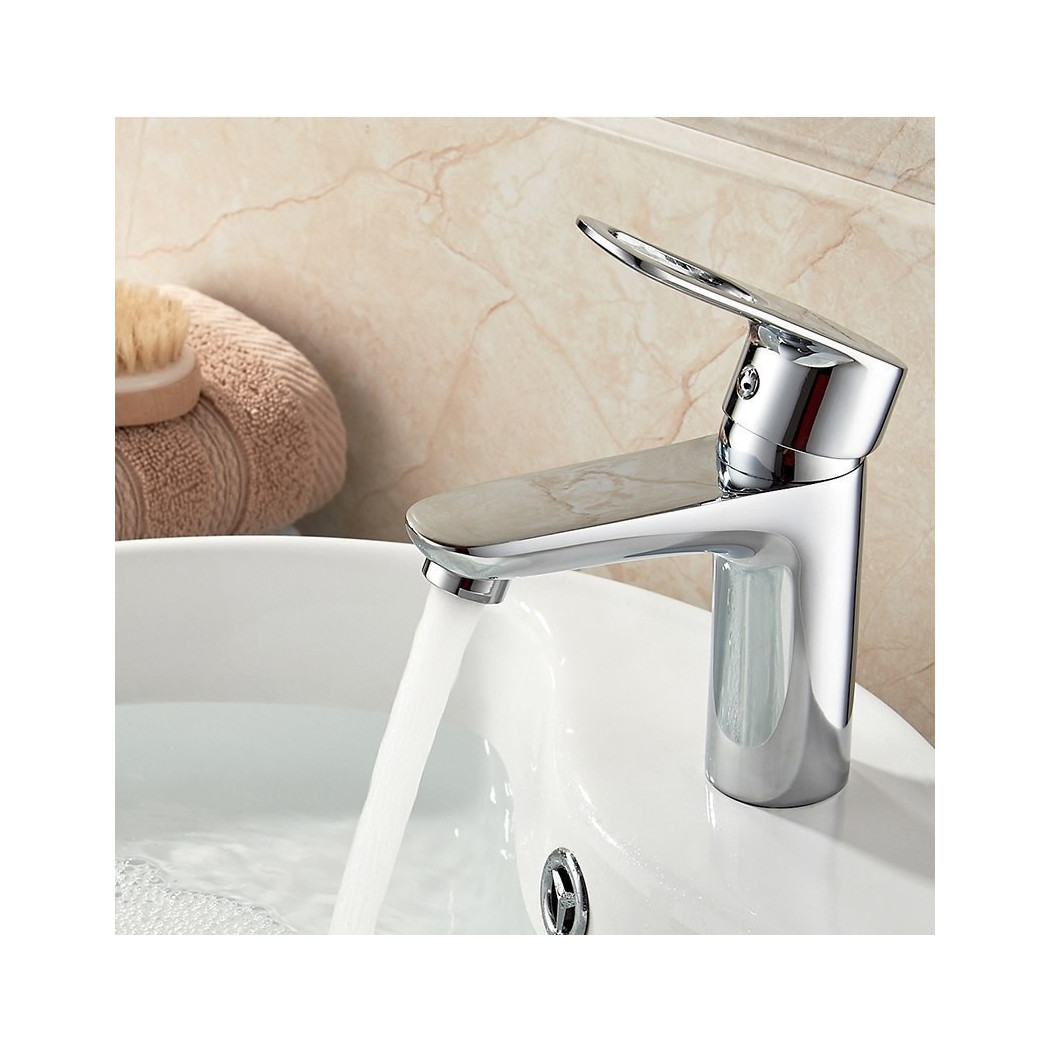 foto del prodotto trade shop miscelatore bagno lavandino 5948 piletta scarico filtro fisso doppio foro 