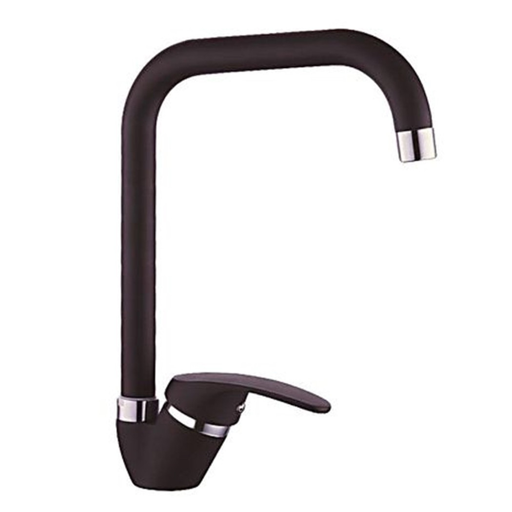 foto del prodotto trade shop miscelatore canna quadrato nero 52945 doppio foro monocomando rubinetteria 