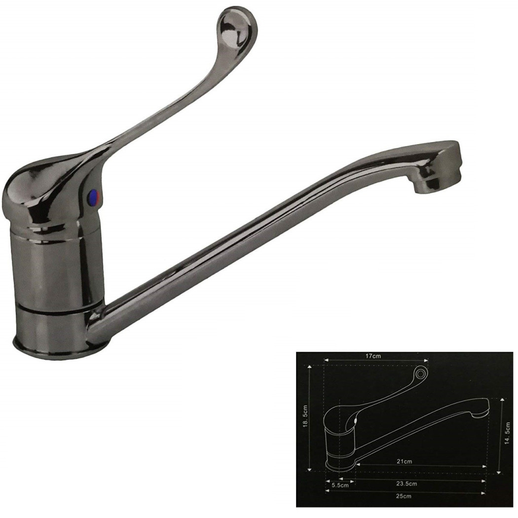 foto del prodotto trade shop miscelatore lavello acciaio 58913 lavandino monocomando canna bassa rubinetteria 