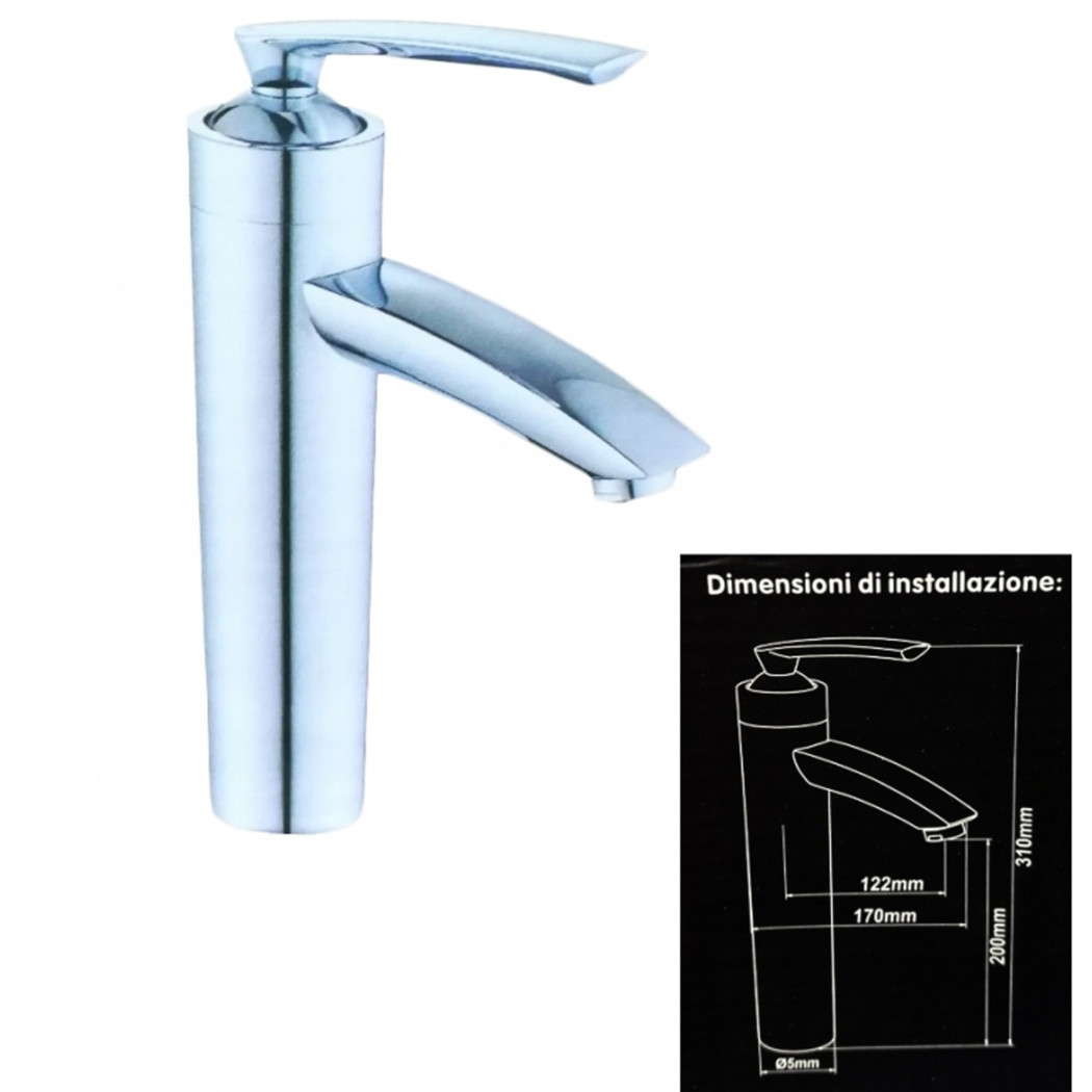 foto del prodotto trade shop miscelatore rubinetto acciaio per lavabo lavandino bidet monoforo monocomando 
