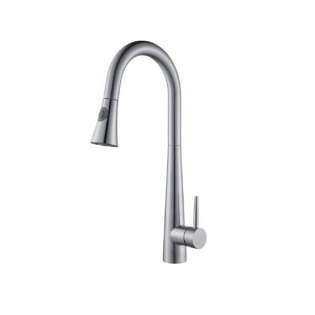 foto del prodotto trade shop miscelatore rubinetto monocomando lavello cucina con doccetta a canna alta 52692 