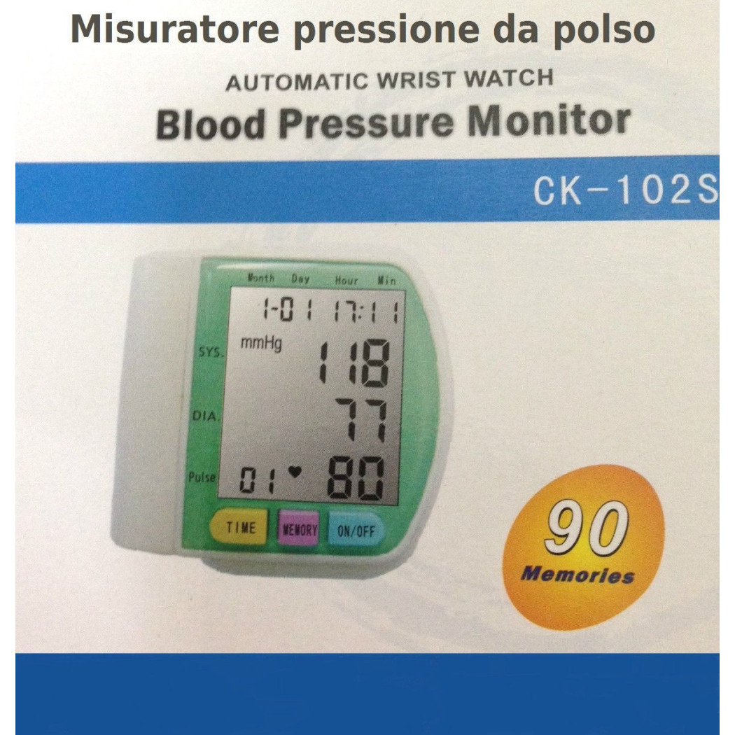foto del prodotto trade shop misuratore di pressione da polso digitale automatico da viaggio sfigmomanometro 