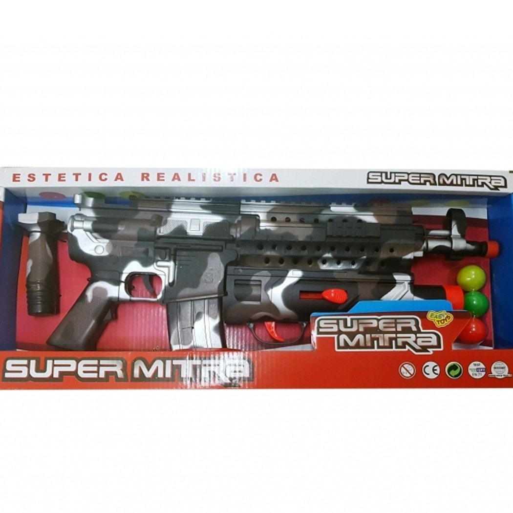 foto del prodotto trade shop mitragliatrice pistola fucile cartucce militare mimetica gioco guerra bambini 