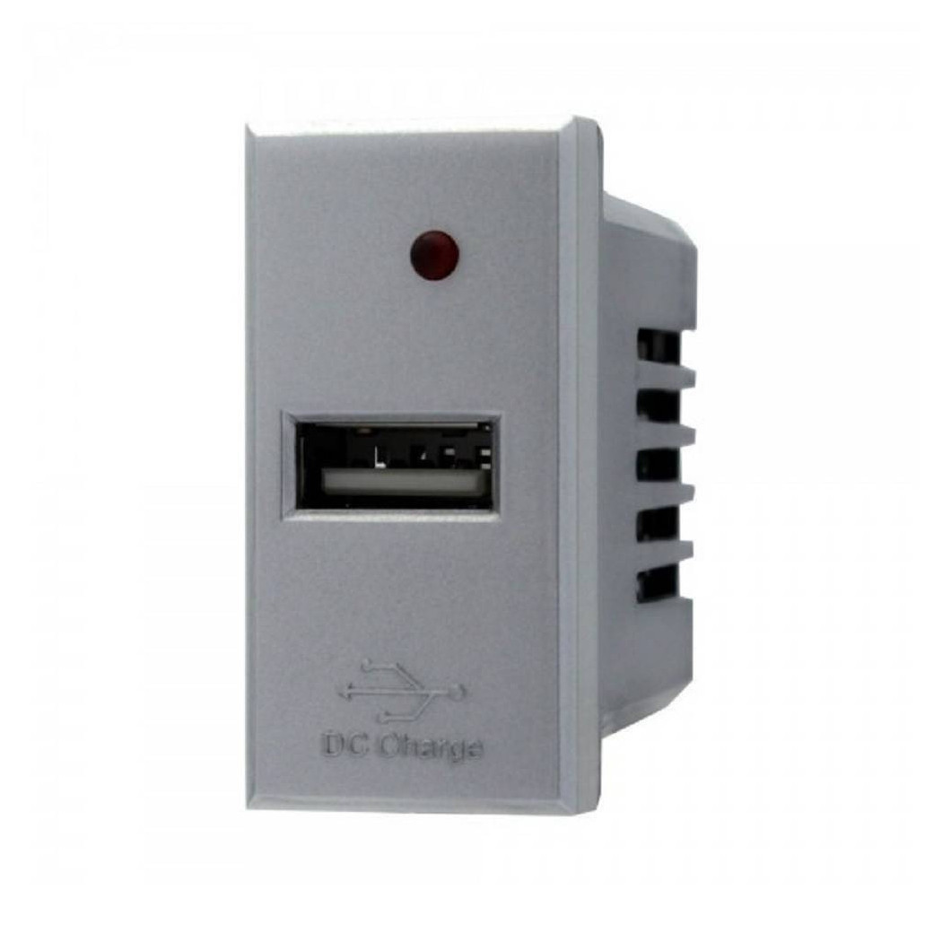 foto del prodotto trade shop modulo caricatore presa usb 5v 2,1a grigio compatibile bticino axolute 