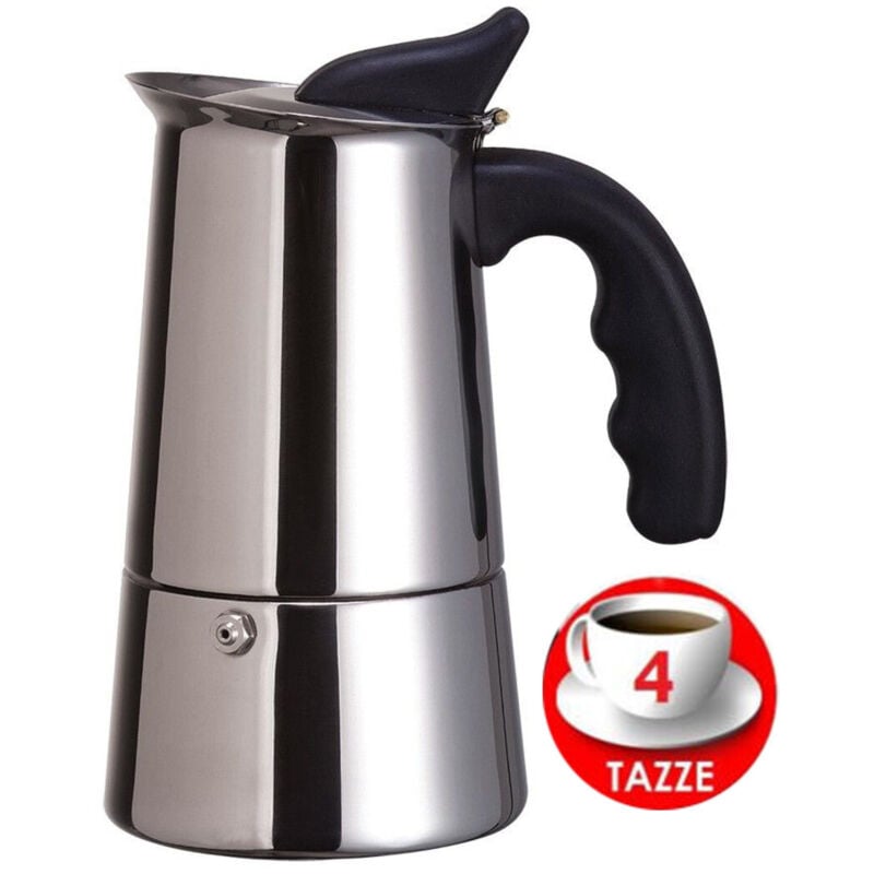 foto del prodotto trade shop moka espresso maker caffettiera macchinetta caffe 39 caff 4 tazze acciaio inox 