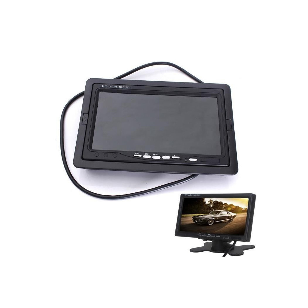 foto del prodotto trade shop monitor lcd 7 39 39 pollici 2 ingressi video tft poggiatesta auto retromarcia staffa 