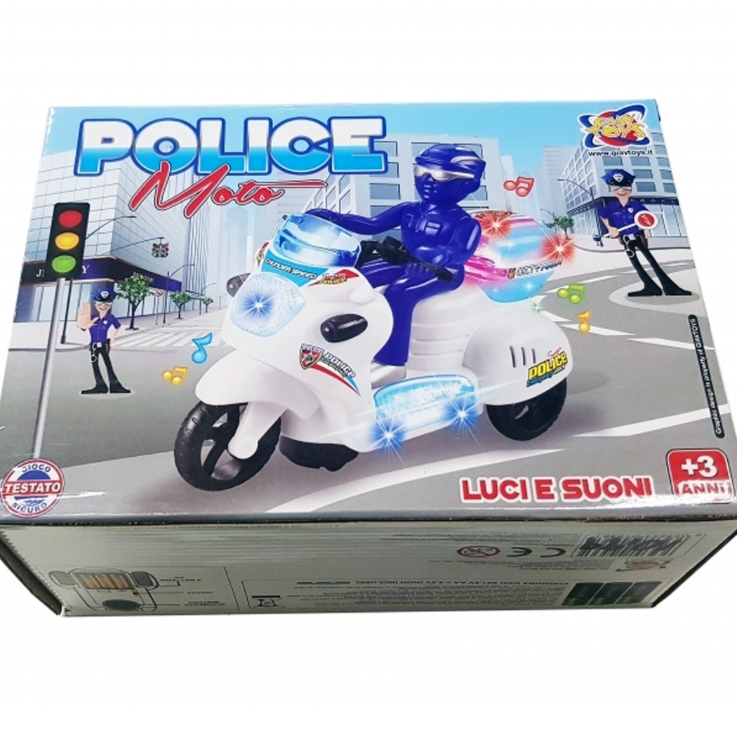 foto del prodotto trade shop moto motocicletta poliziotto con led luci suoni pilota police speed gioco bimbo 