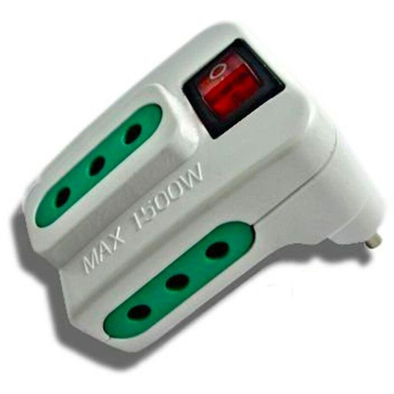 foto del prodotto trade shop multipresa adattatore elettrico tripla spina 10a e 3 prese con interruttore 
