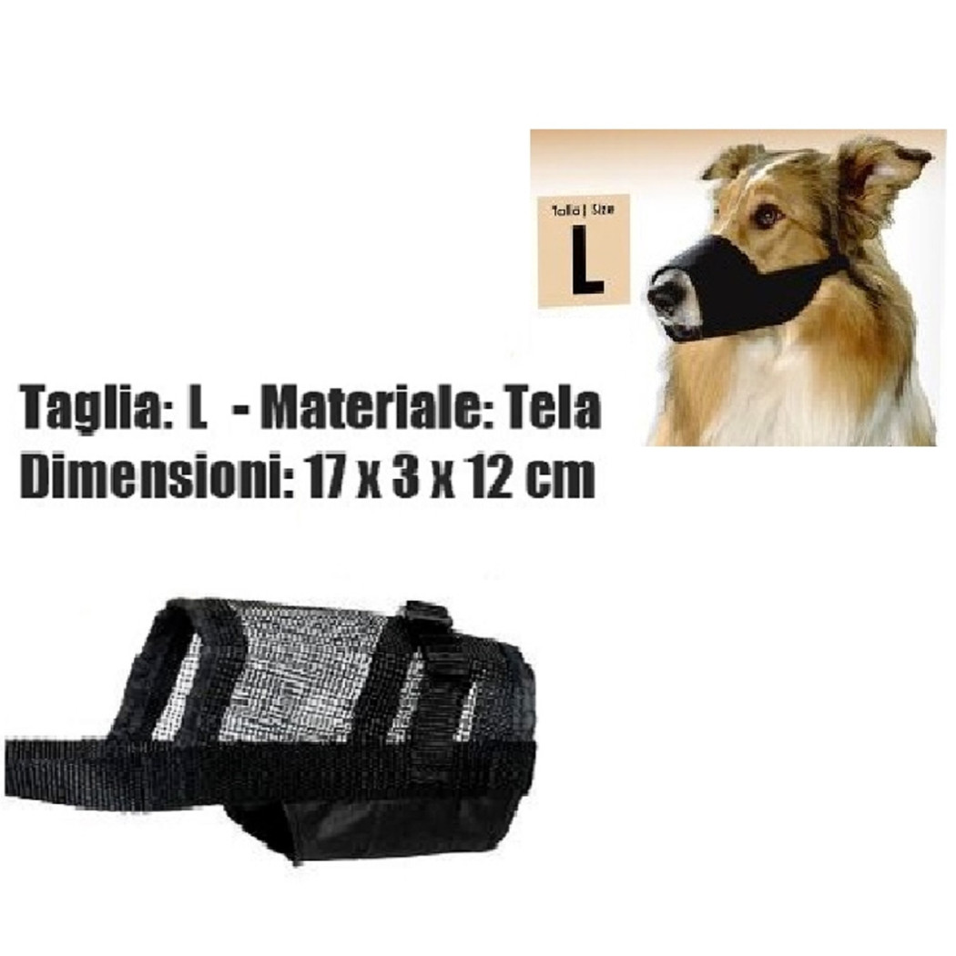 foto del prodotto trade shop museruola cane misura l in tela robusta leggera atossica lavabile nero 