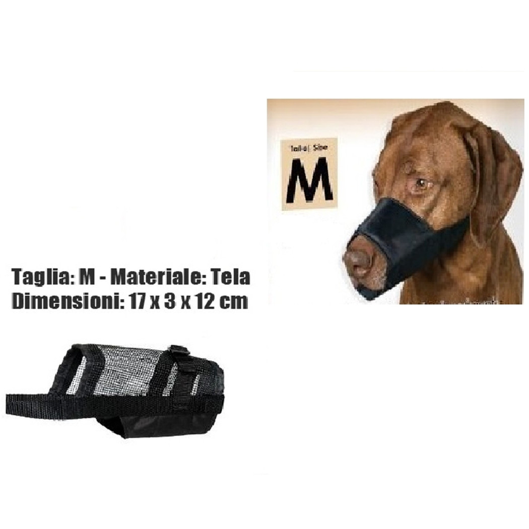 foto del prodotto trade shop museruola cane misura m in tela robusta leggera atossica lavabile nero 