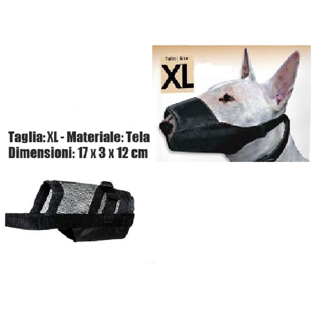 foto del prodotto trade shop museruola cane misura xl in tela robusta leggera atossica lavabile nero 