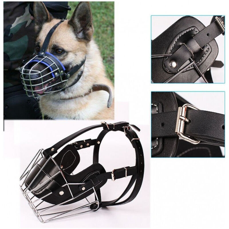 foto del prodotto trade shop museruola taglia l xl metallo grande cane cani regolabile per toelettatura anti abbaio morso sicurezza 