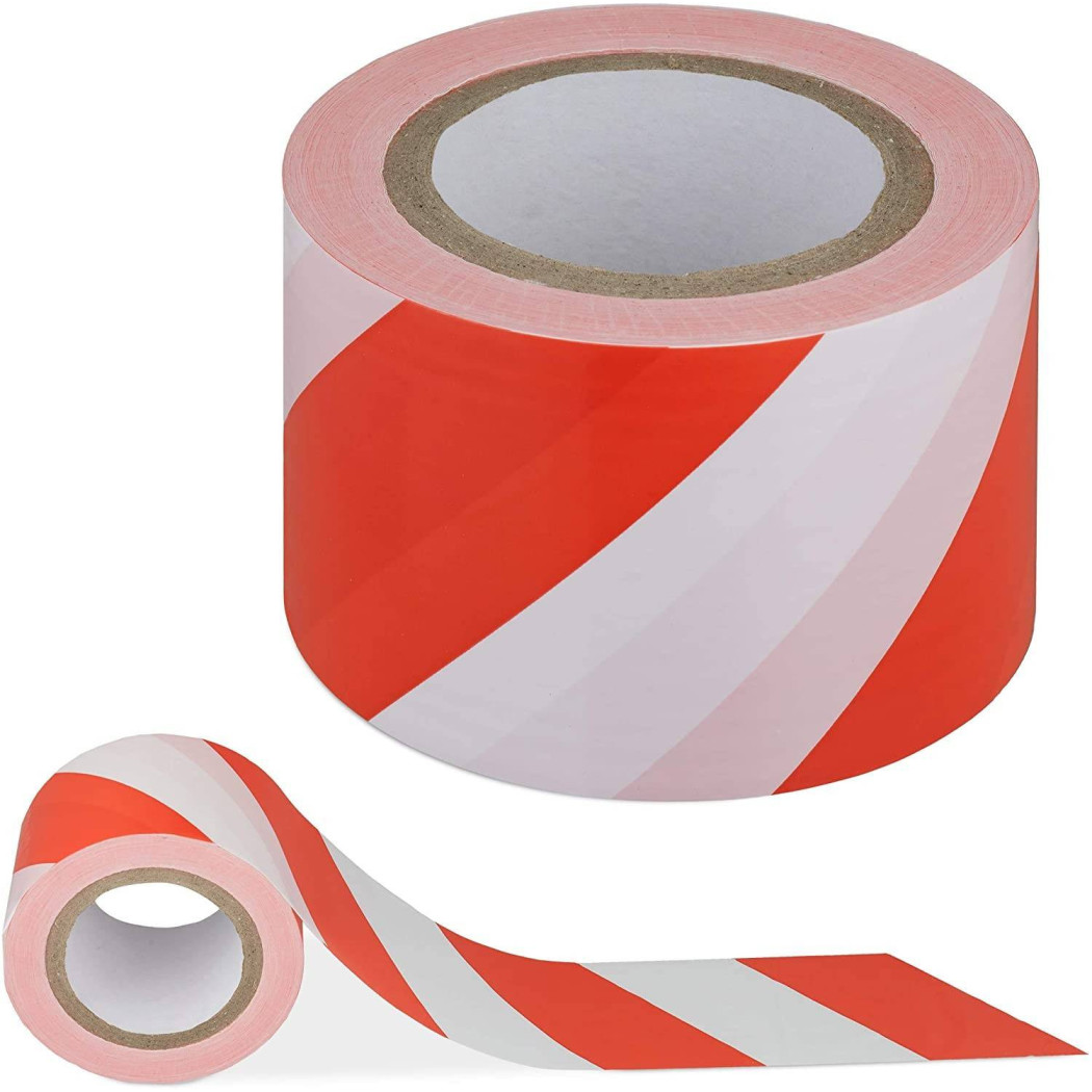 foto del prodotto trade shop nastro segnaletico antistrappo sicurezza cantiere pericolo bianco rosso 50mmx18m 