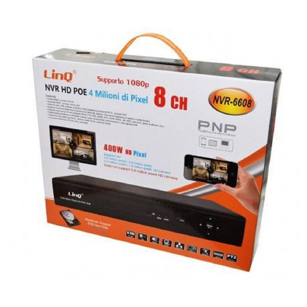 foto del prodotto trade shop nvr poe 8 ch canali rec amp live full hd 1080p wifi h.264 h.265 p2p 4mp nvr 6608 