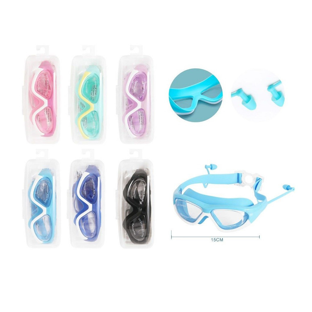 foto del prodotto trade shop occhialini da nuoto piscina mare immersione con tappi 15 cm vari colori 605425 