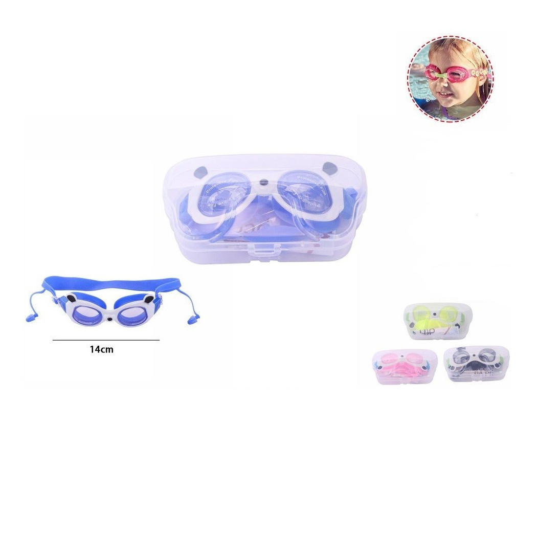 foto del prodotto trade shop occhialini occhiali nuoto con tappi piscina mare sport estate bambini 14cm 71558 