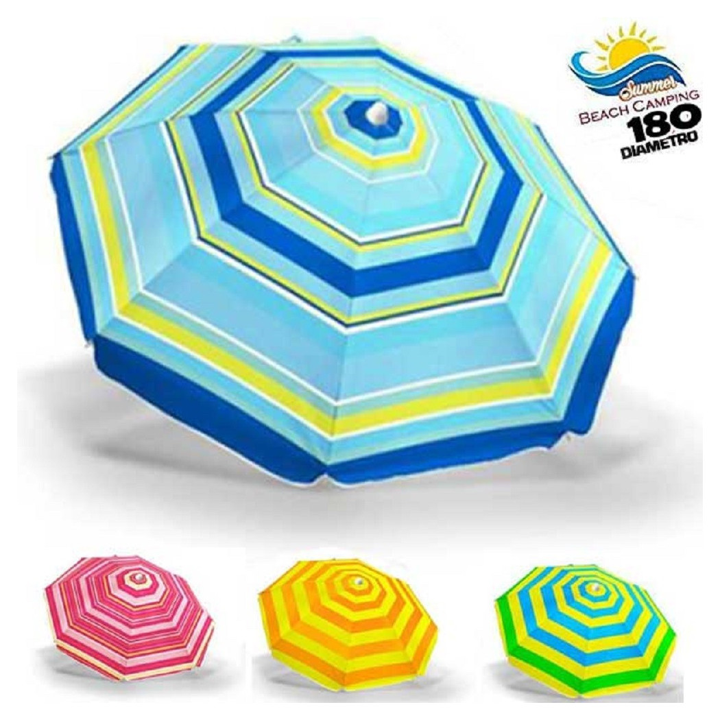 foto del prodotto trade shop ombrellone mare spiaggia diametro 180 cm con snodo tessuto in polyest palo 32mm 