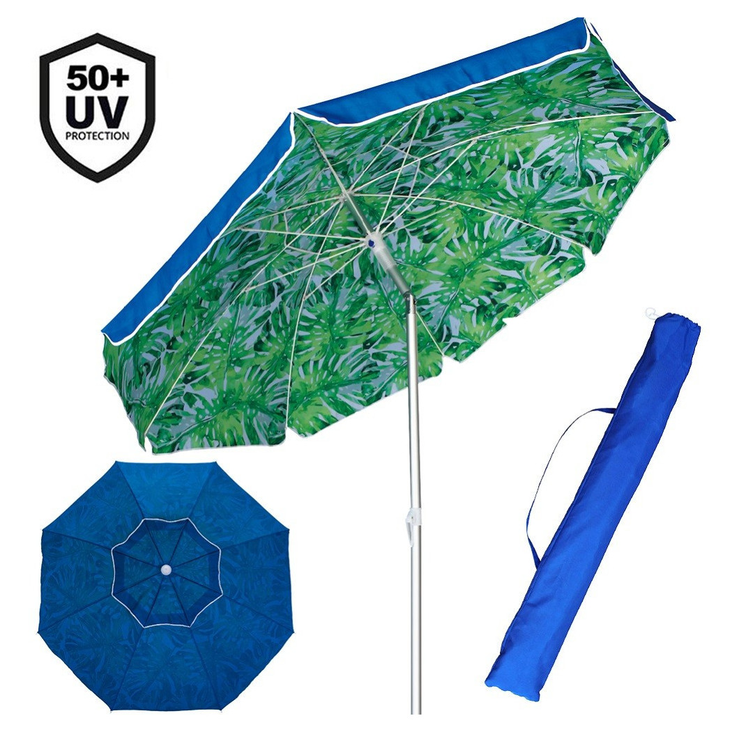 foto del prodotto trade shop ombrellone mare spiaggia giardino alluminio grande 200cm tropical con custodia 