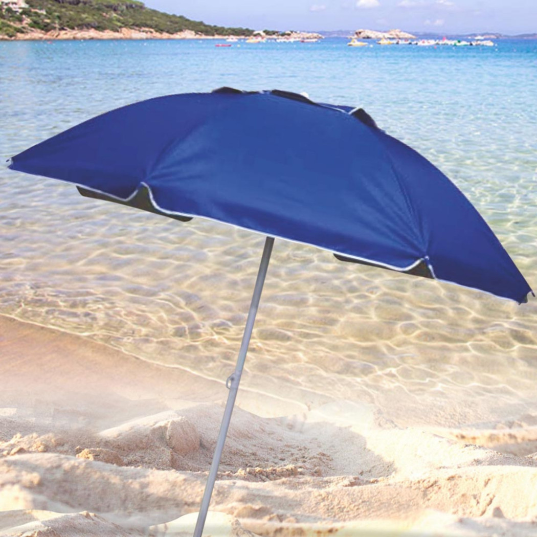 foto del prodotto trade shop ombrellone mare spiaggia giardino palo alluminio e tessuto grande 240cm blu 