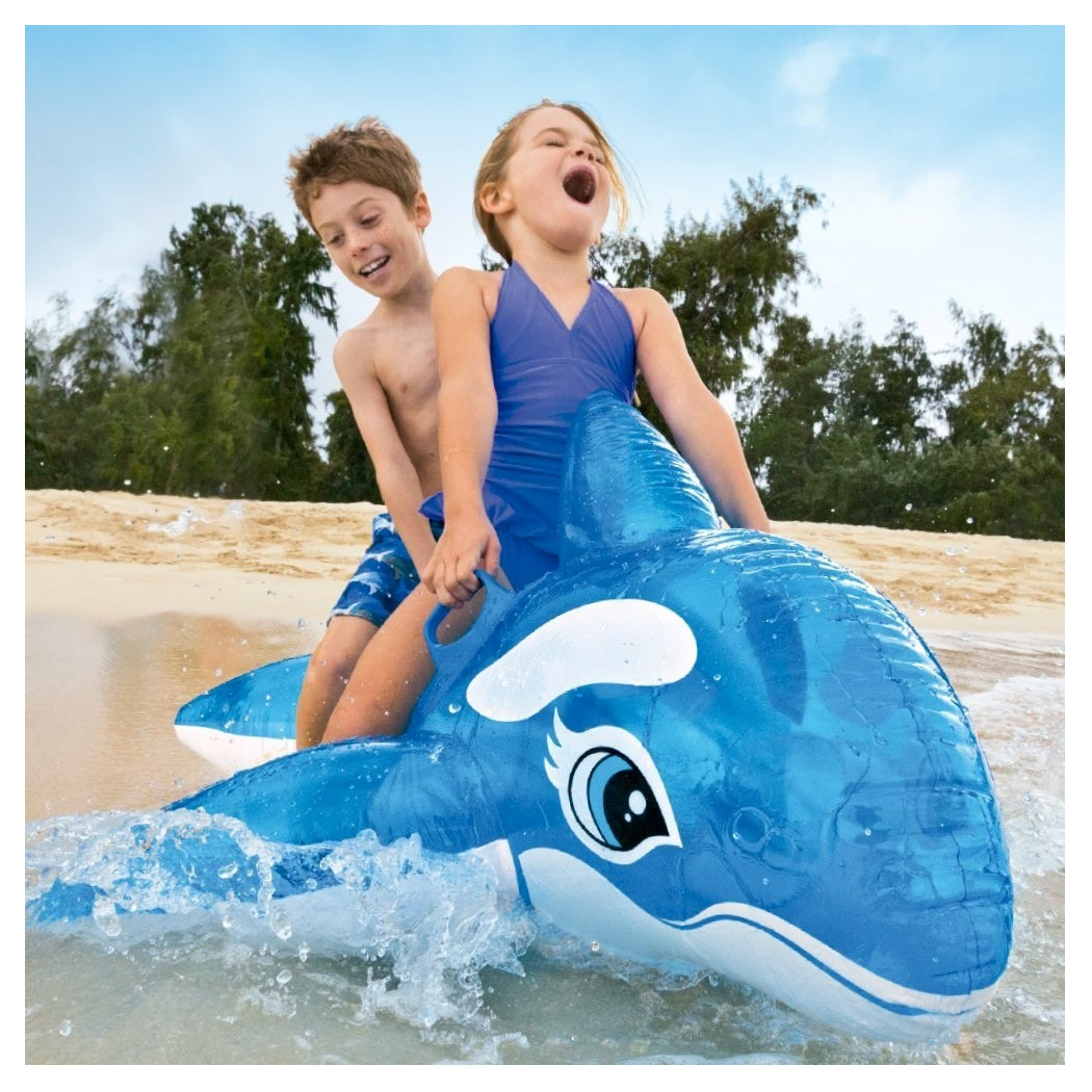 foto del prodotto trade shop orca cavalcabile gioco gonfiabile per bambini 152x144cm mare piscina blu 