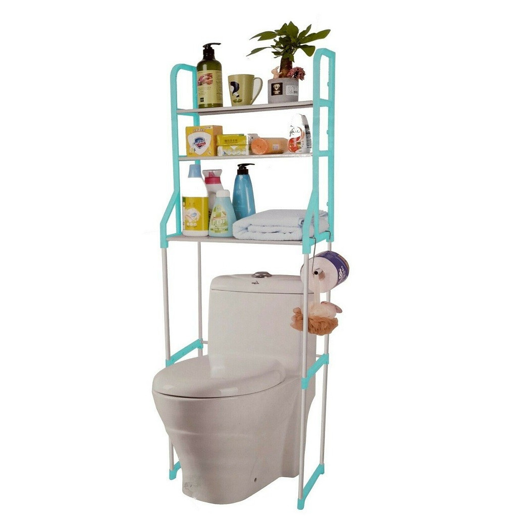foto del prodotto trade shop organizer 3 mensole scaffale sopra wc bagno lavanderia salvaspazio blu 